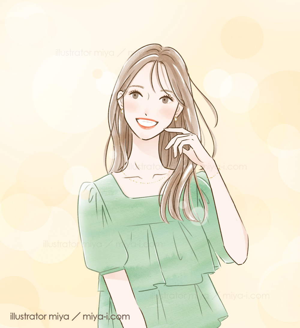 女性イラスト・パンフレット・おしゃれ・イラスト・表紙・広告・笑顔