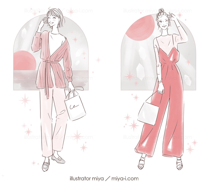 女性イラスト・可愛い・おしゃれ・占い・女性向け・イラスト・イラストレーター・朝日・真昼