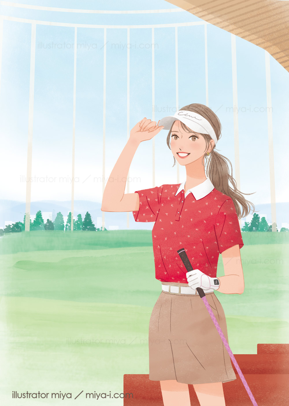 女性イラスト・ゴルフ・ごフルウエア・表紙・ビジュアル・女子ゴルフ・かわいい・おしゃれ・広告