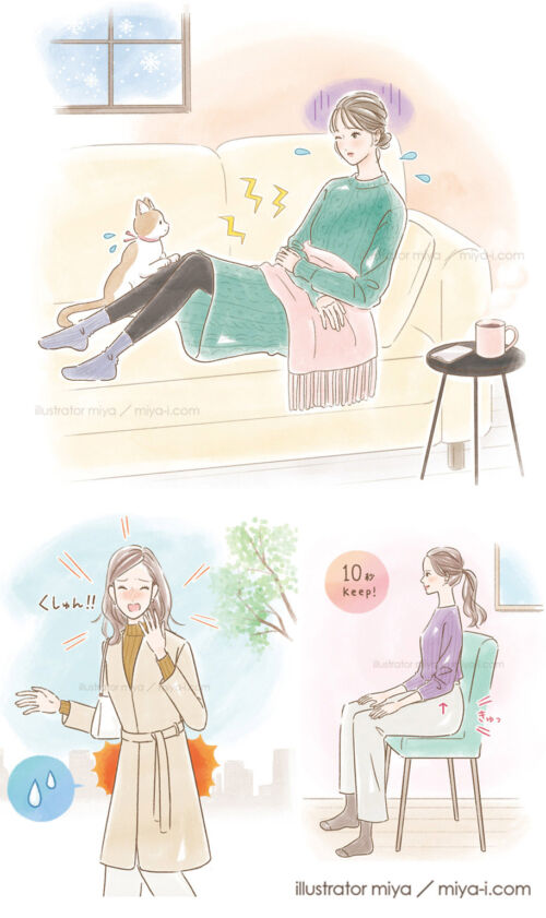 女性・イラスト・可愛い・おしゃれ・線画・女性向け・健康・生活・ライフスタイル