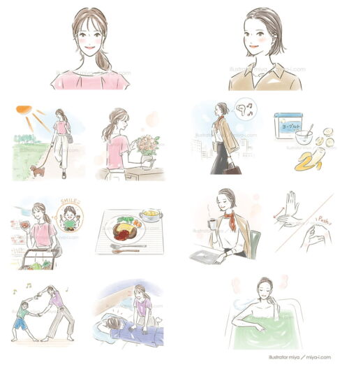イラストレーターmiya/女性イラスト・おしゃれ・可愛い・美容