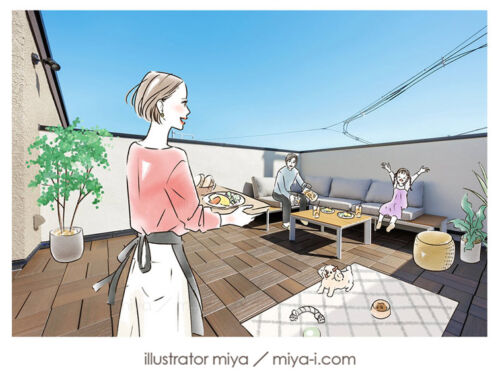 女性向けイラスト・おしゃれ・ライフスタイル・ファミリー・暮らし・家族・住宅・不動産