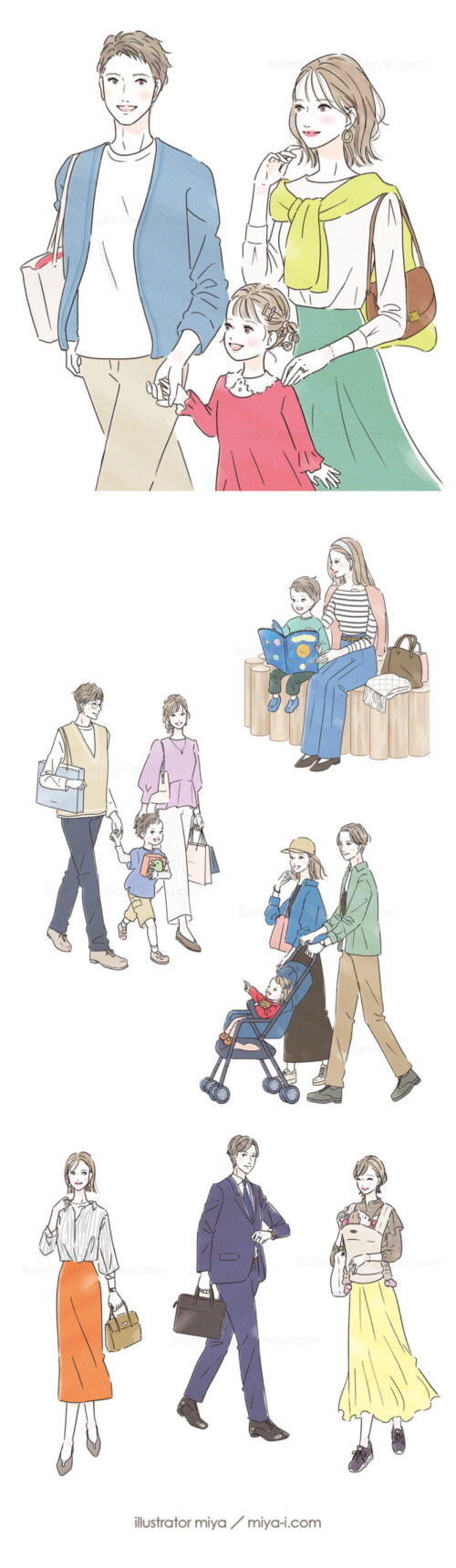 イラストレーターmiya／女性・イラスト・おしゃれ・可愛い・ファミリー・広告・住宅・不動産・ハウジング・マンション・戸建て