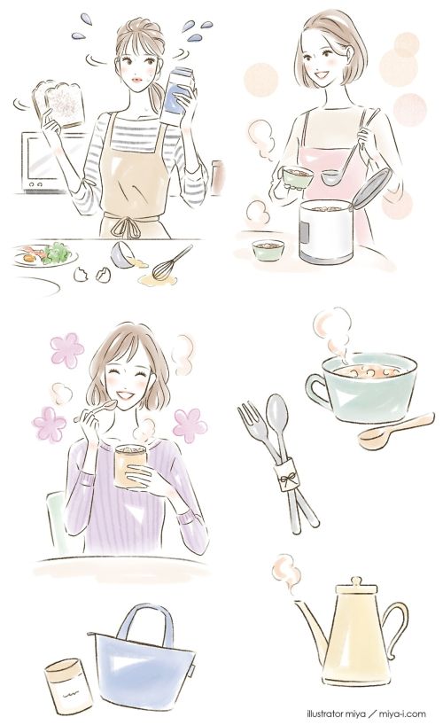 イラストレーターmiya/女性イラスト・可愛い・おしゃれ・料理・クッキング