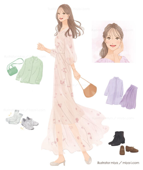 女性イラスト・おしゃれ・ファッション・メイク・かわいい・占い