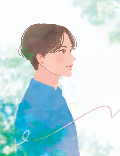 男性イラスト・ビジネス・横顔・広告・ライフスタイル・ナチュラル・未来を見る男性・働く男性