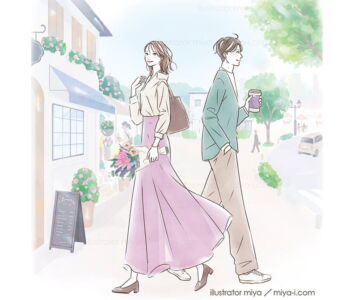 米大手製薬会社様「患者様用冊子・web」表紙イラスト 表紙イラスト・ビジュアルイラスト・広告・イラストレーター・医療・おしゃれ・やさしい・男性・女性イラスト・街並み