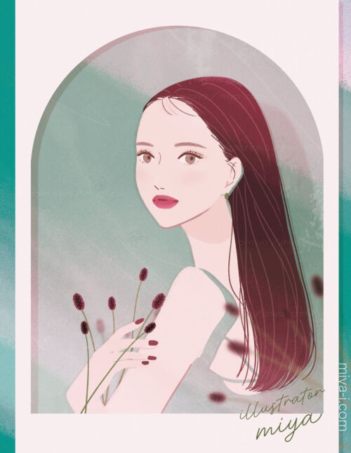 女性イラスト・おしゃれ・メイク・美容・スキンケア・表紙・ポスター・コスメ