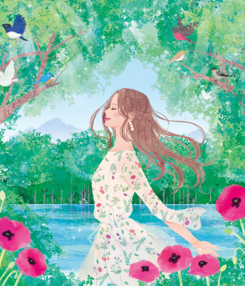 女性イラスト・可愛い・おしゃれ・ファッション・風景・表紙・広告イラスト