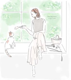 イラストレーターmiya/女性イラスト・おしゃれ・可愛い・猫・ライフスタイル