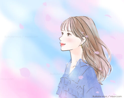 女性イラスト・おしゃれ・横顔・表紙・広告・女性向け・春・動画