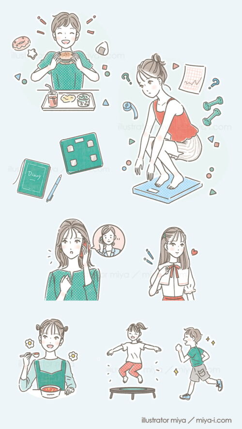 女性イラスト・おしゃれ・ファミリー・キッズ・可愛い