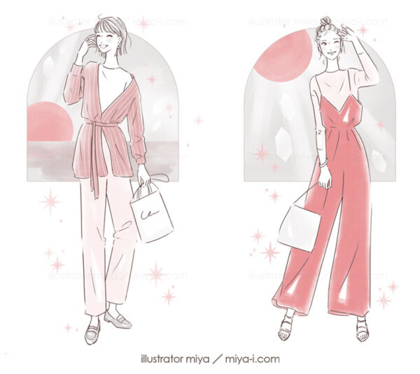 女性イラスト・可愛い・おしゃれ・占い・女性向け・イラスト・イラストレーター・朝日・真昼