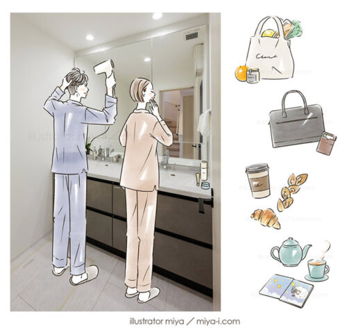 女性向けイラスト・おしゃれ・ライフスタイル・ファミリー・暮らし・家族・住宅・不動産