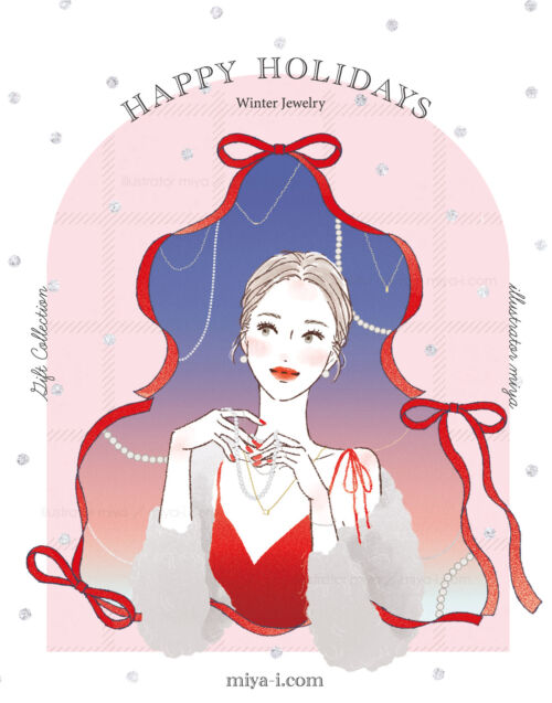 女性・イラスト・かわいい・おしゃれ・女性向け・アクセサリー・クリスマス