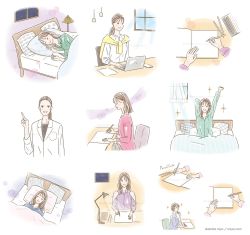 イラストレーターmiya/女性イラスト・おしゃれ・可愛い・睡眠・ライフスタイル