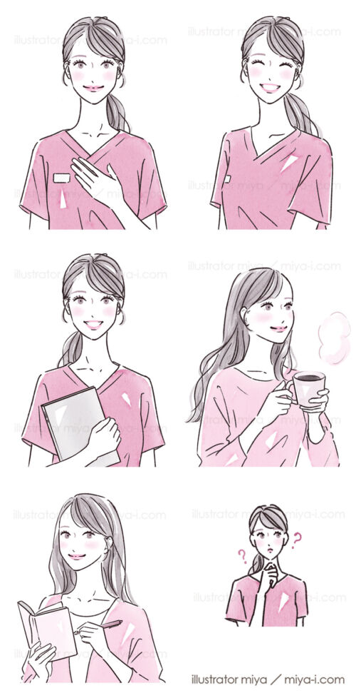 女性・イラスト・可愛い・おしゃれ・医療・看護師・歯科衛生士・歯医者