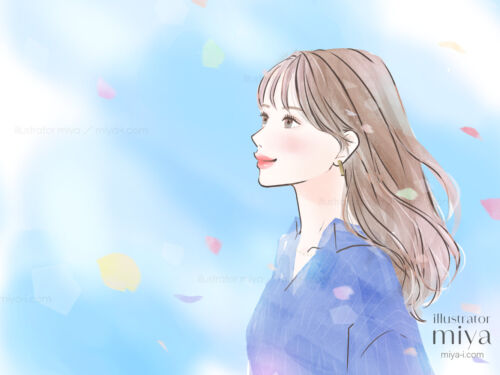 女性イラスト・おしゃれ・横顔・表紙・広告・女性向け・春・動画・広告イラスト