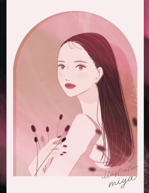 女性イラスト・おしゃれ・メイク・美容・スキンケア・表紙・ポスター・コスメ