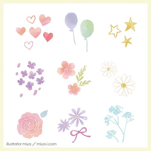 イラストレーターmiya／可愛いイラスト・おしゃれ・花と小物