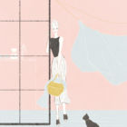 イラストレーターmiya／家で猫とリラックスする女性イラスト・おしゃれ・ファッション・インテリア・美容
