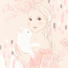 イラストレーターmiya／猫を抱く女性のイメージイラスト・おしゃれ・ファッション・花・美容