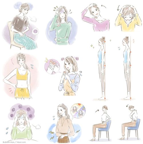 イラストレーターmiya/女性イラスト・おしゃれ・可愛い・健康・美容