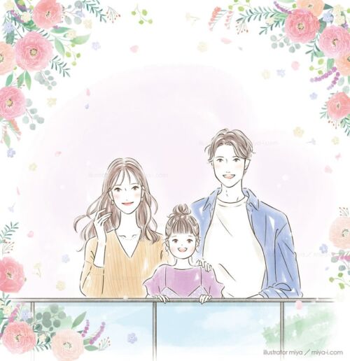 女性イラスト・おしゃれ・可愛い・家族・広告・イラスト制作・広告イラス・不動産・住宅・ハウジングト