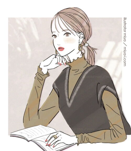 美容向けのおしゃれ女性イラスト_イラストレーターmiya