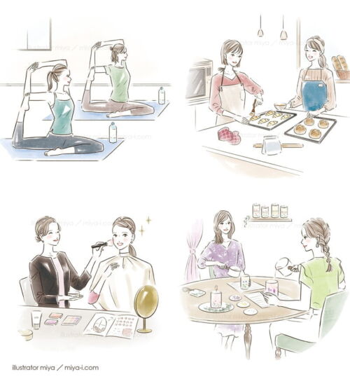 女性向けイラスト・おしゃれ・ライフスタイル・生活・挿絵・線画