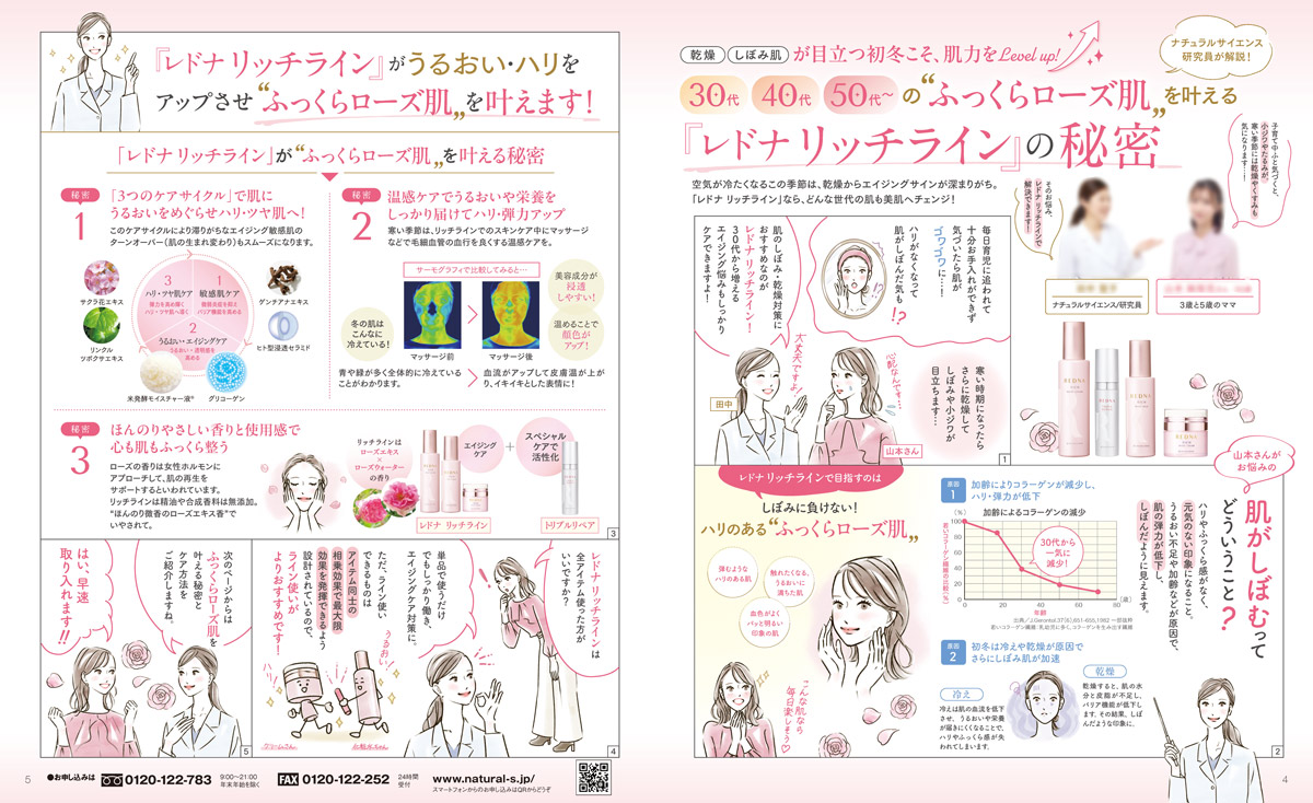 女性イラスト・おしゃれ・線画・美容・スキンケア・肌・化粧品・広告