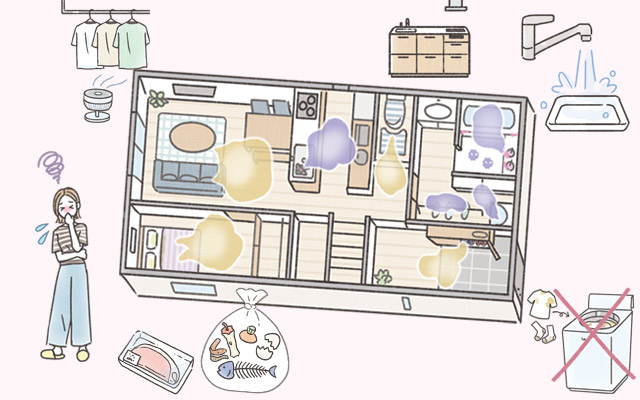 女性イラスト・おしゃれ・生活・掃除・ライフスタイル・家事