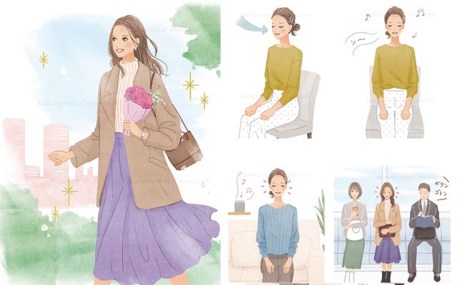 女性向け情報誌のおしゃれなカットイラスト_miya