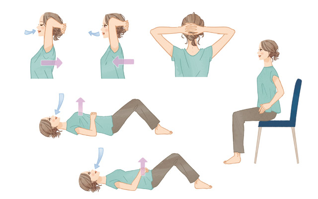 女性イラスト・おしゃれ・生活・健康・自律神経を整える・エクササイズ・呼吸法